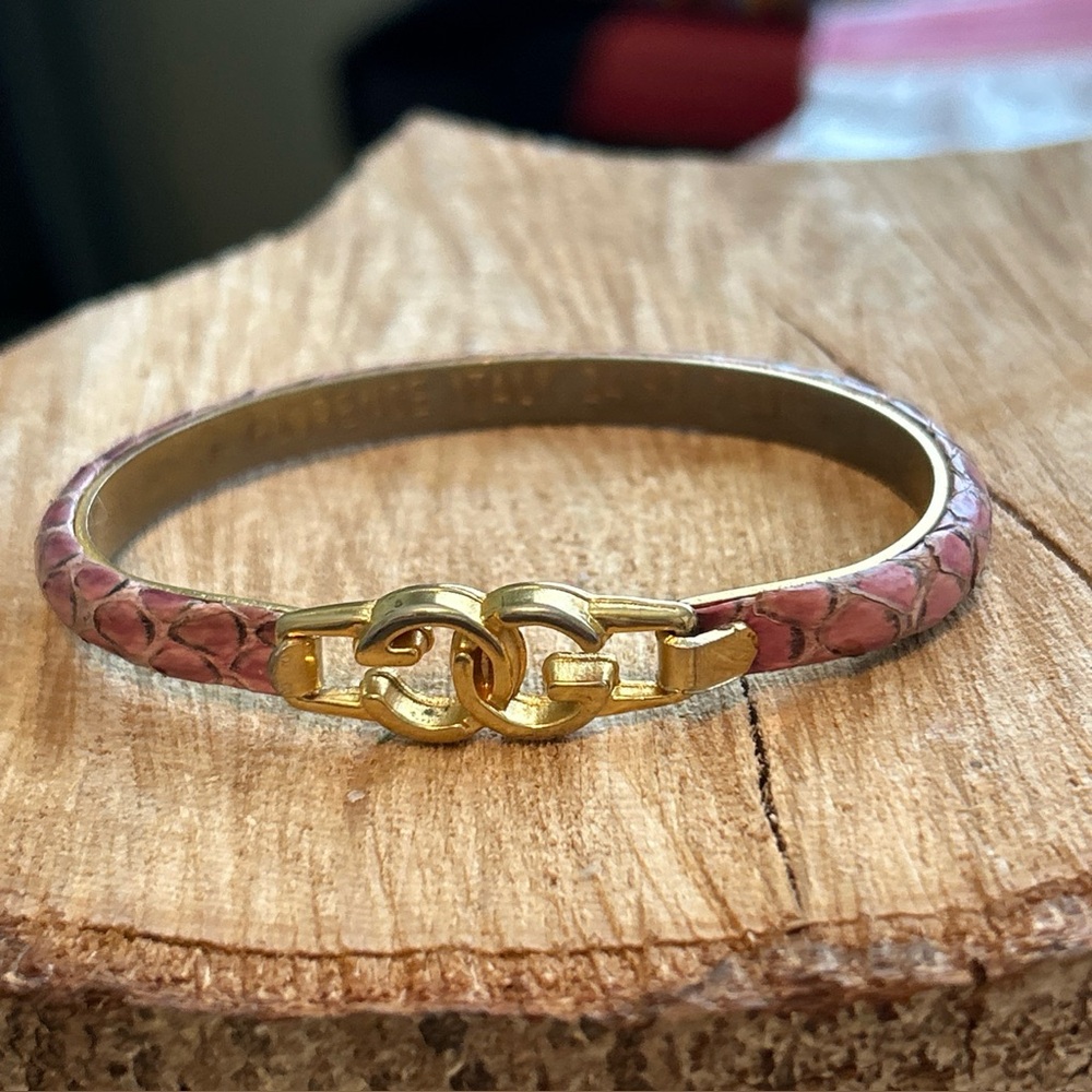 Authentic vintage Gucci Pink snakeskin bangle bracelet
